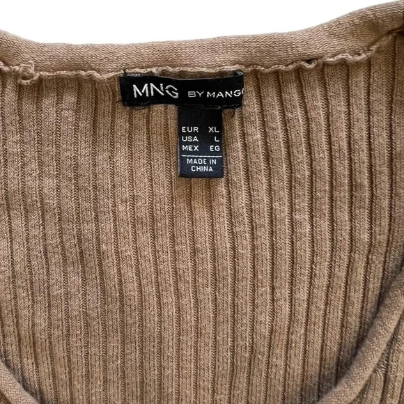 MNG by Mango Brown Gray Color Block Sweater Dress L - Picture 3 of 3